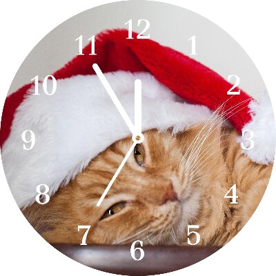 Wandklok Ronde Cat Cap Santa Claus