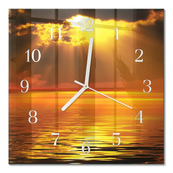 Decoratieve glazen klok vierkant Zonsondergang
