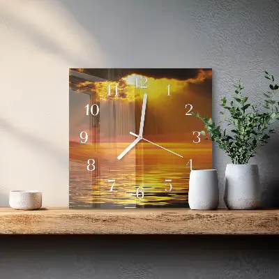 Decoratieve glazen klok vierkant Zonsondergang