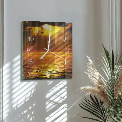 Decoratieve glazen klok vierkant Zonsondergang