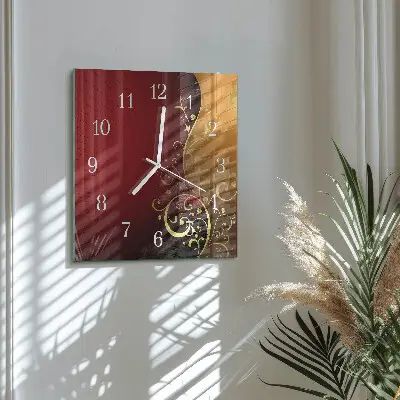 Vierkante glazen wandklok Abstractie