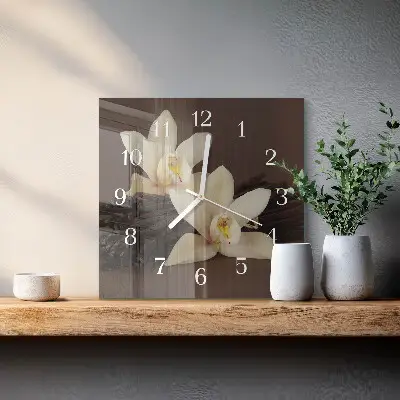 Vierkante glas klok Vanille