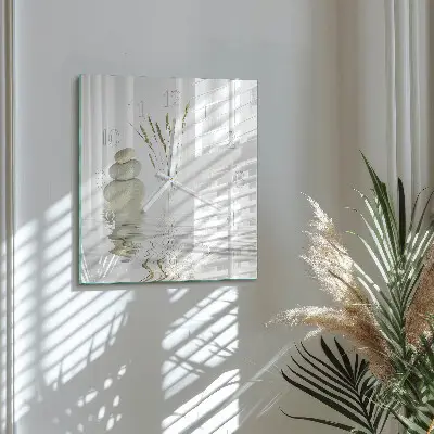 Vierkante glazen wandklok Stenen