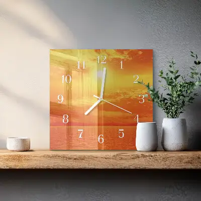 Vierkante glas klok Zonnig