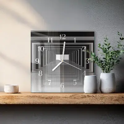 Vierkante glas klok 3d-tunnel