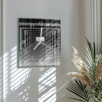 Vierkante glas klok 3d-tunnel