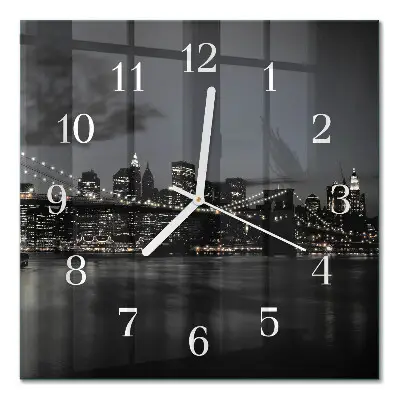 Moderne wandklok glas vierkant Horizontale brug