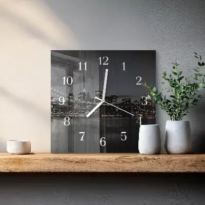 Moderne wandklok glas vierkant Horizontale brug