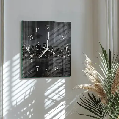 Moderne wandklok glas vierkant Horizontale brug