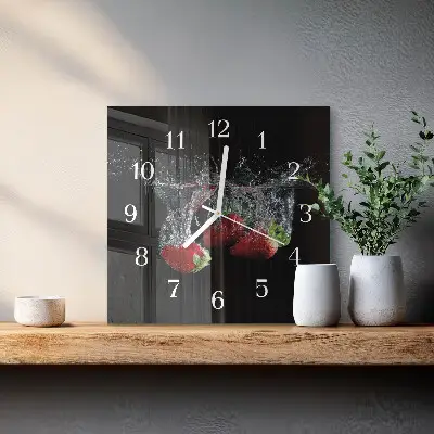 Vierkante glas klok Aardbeien