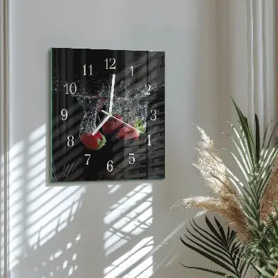 Vierkante glas klok Aardbeien