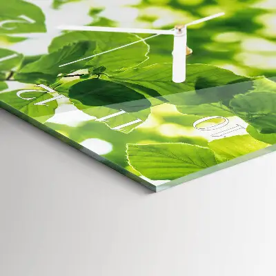 Moderne wandklok glas vierkant Bladeren