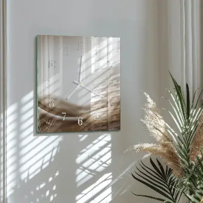 Vierkante glazen wandklok Abstracte lijnen
