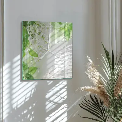 Vierkante glas klok Bladeren