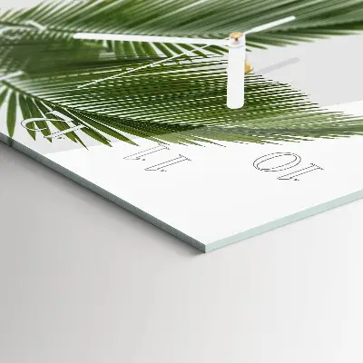 Vierkante glazen wandklok Palmbladeren