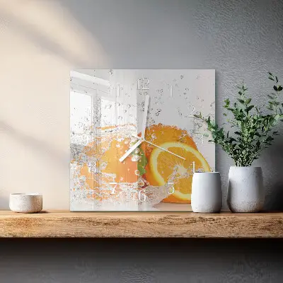 Decoratieve glazen klok vierkant Sinaasappels