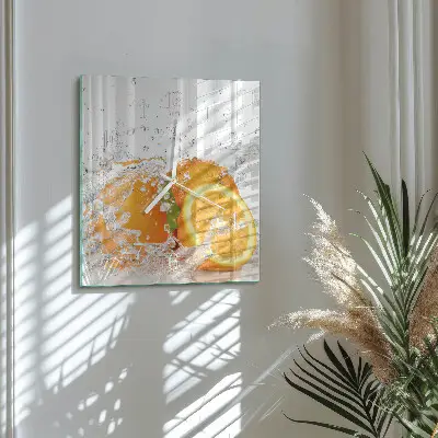 Decoratieve glazen klok vierkant Sinaasappels