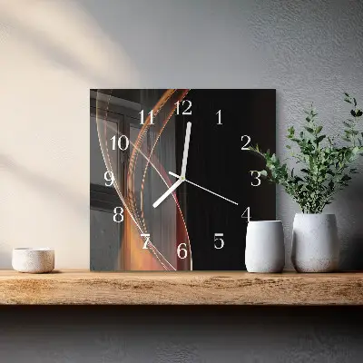 Vierkante glas klok Abstracte lijnen