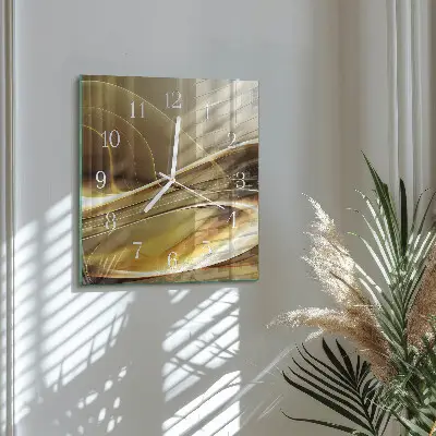 Vierkante glazen wandklok Abstracte lijnen