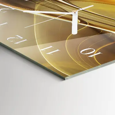 Vierkante glazen wandklok Abstracte lijnen