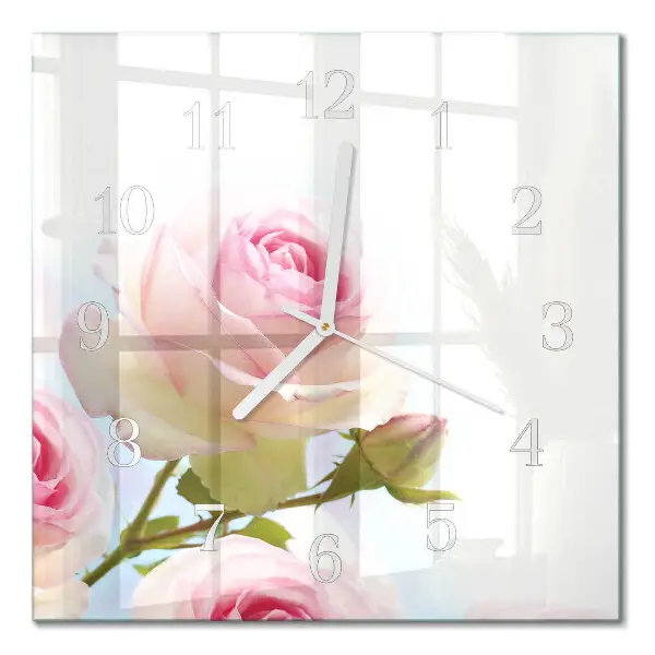 Moderne wandklok glas vierkant Roos