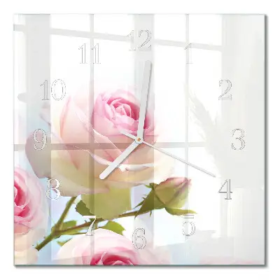 Moderne wandklok glas vierkant Roos