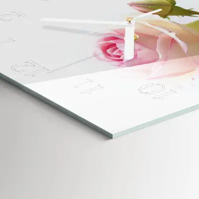 Moderne wandklok glas vierkant Roos