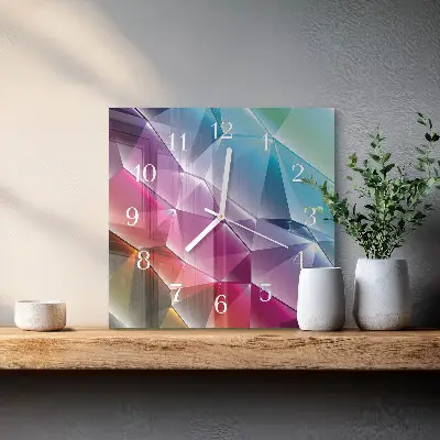 Vierkante glazen wandklok 3d-patroon