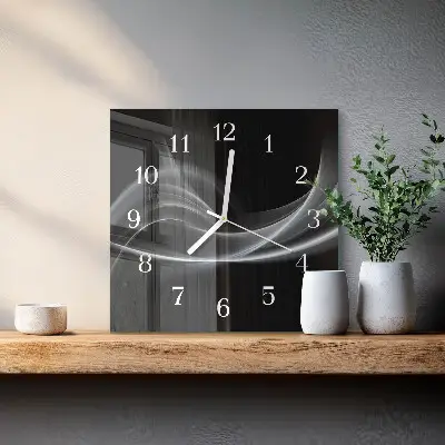 Moderne wandklok glas vierkant Abstracte lijnen