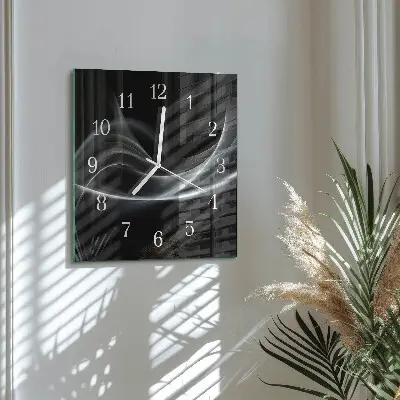 Moderne wandklok glas vierkant Abstracte lijnen