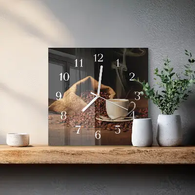 Vierkante glas klok Koffiebonen