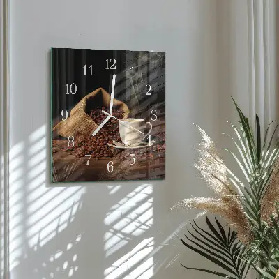 Vierkante glas klok Koffiebonen
