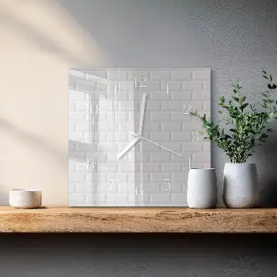 Vierkante glazen wandklok Baksteen