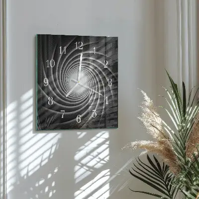 Vierkante glazen klok Vortex