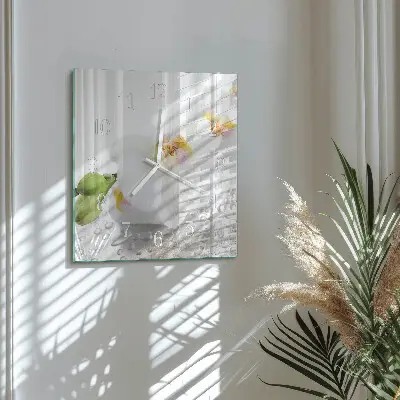 Vierkante glazen klok Orchidee