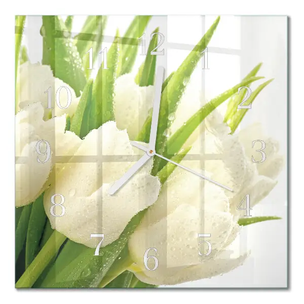 Vierkante glas klok Tulpen