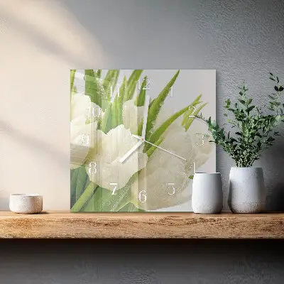 Vierkante glas klok Tulpen