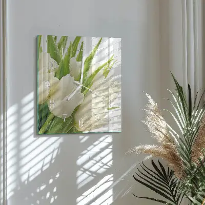 Vierkante glas klok Tulpen