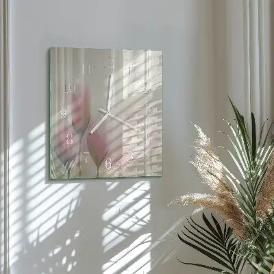 Vierkante glas klok Bloemen