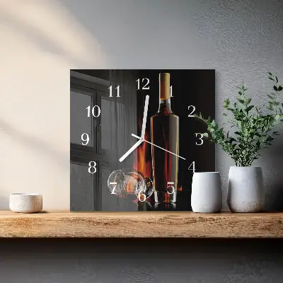Vierkante glazen wandklok Alcohol