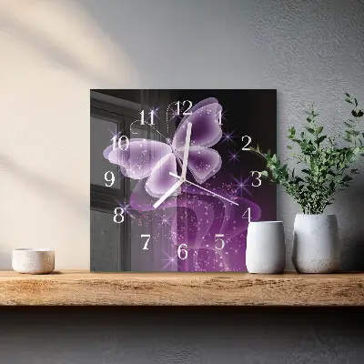 Decoratieve glazen klok vierkant Vlinder