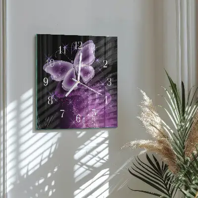 Decoratieve glazen klok vierkant Vlinder