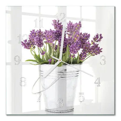 Vierkante glazen wandklok Lavendel