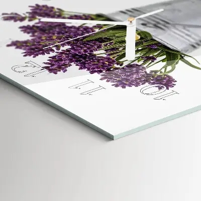 Vierkante glazen wandklok Lavendel