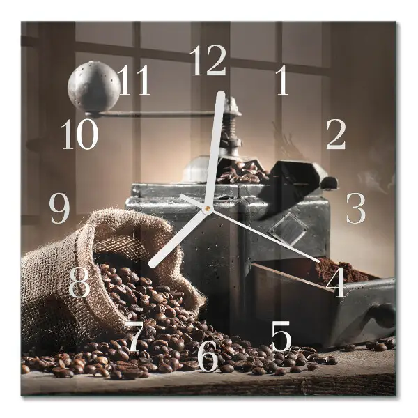 Moderne wandklok glas vierkant Koffiemolen