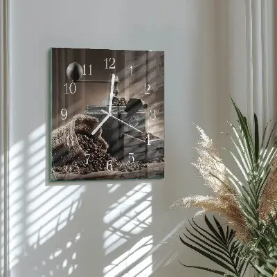 Moderne wandklok glas vierkant Koffiemolen