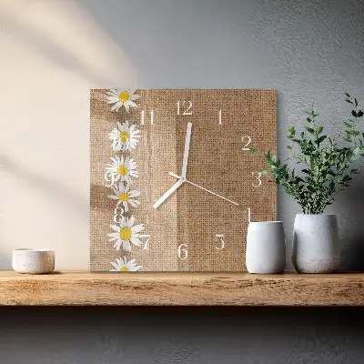 Vierkante glas klok Madeliefje