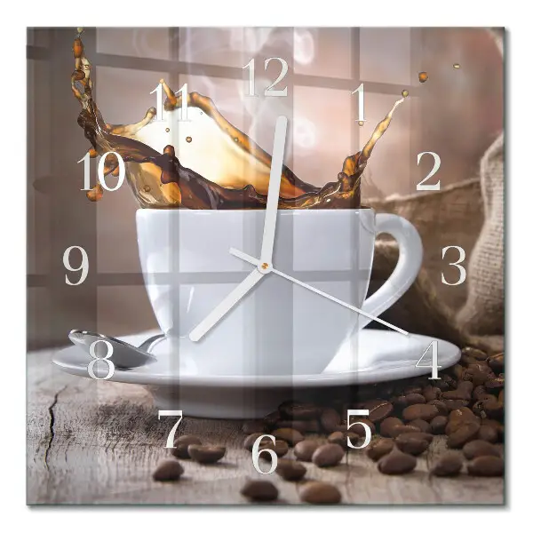 Moderne wandklok glas vierkant Koffie