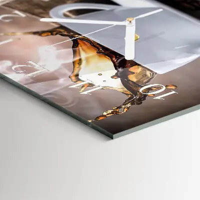 Moderne wandklok glas vierkant Koffie