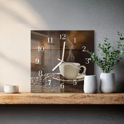 Decoratieve glazen klok vierkant Koffie